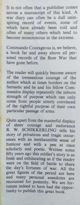 Commando Courageous A Boer's diary (RW Schikkerling)