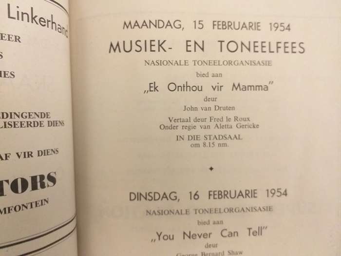 Free State Centenary Festival 1854-1954 Official Festival Programme (Bilingual)