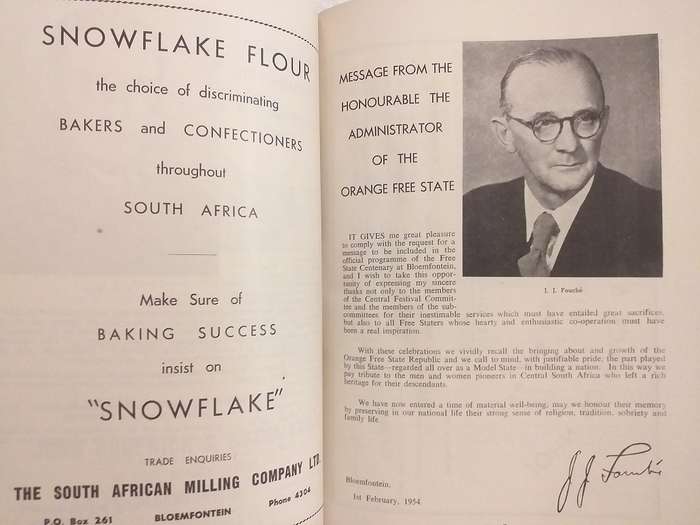 Free State Centenary Festival 1854-1954 Official Festival Programme (Bilingual)