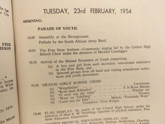 Free State Centenary Festival 1854-1954 Official Festival Programme (Bilingual)