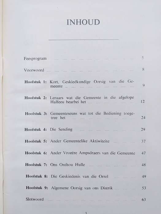 Halfeeufeesbrosjure van NG Gemeente Delareyville 1962