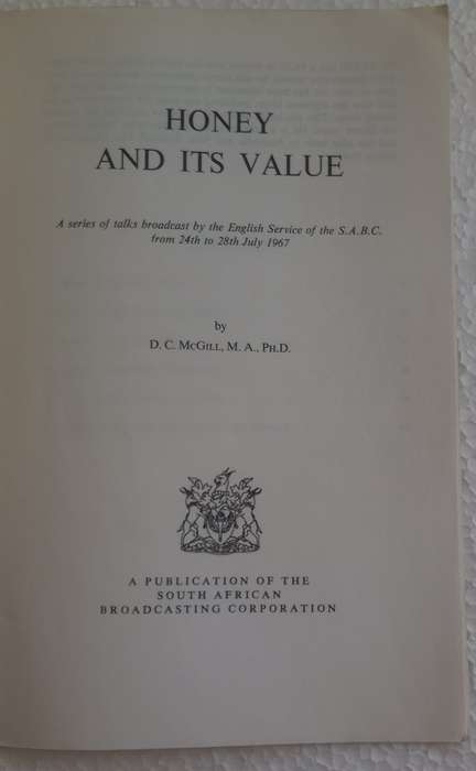 Honey and its Value (Dr DC McGill) SABC