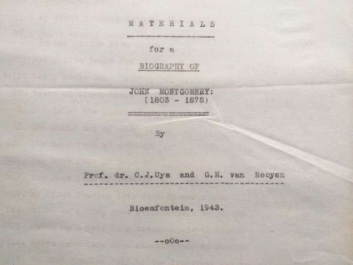 Reminiscences of John Montgomery founder of Burghersdorp - Original typed manuscript