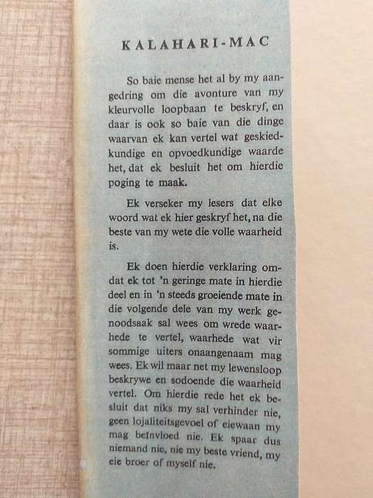 Kalahari Mac I Een (Freddie Macdonald)