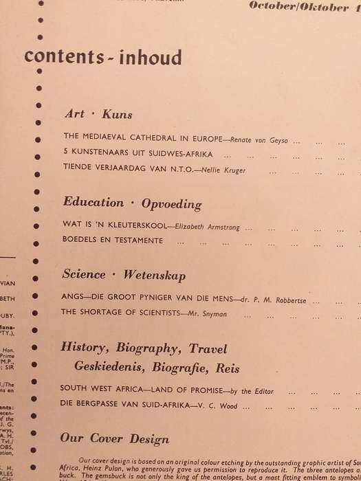 Lantern Tydskrif Magazine Okt 1957 vol 7 nr 1 South West Africa Land of promise
