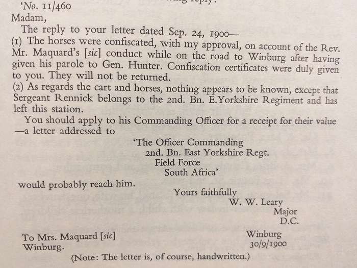 Letters from a Boer parsonage during the Anglo Boer War (Margaret Marquard)