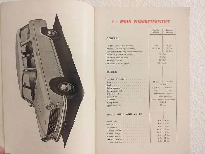 Peugeot 404 L Family saloon and 404 US Station wagon Instruction book