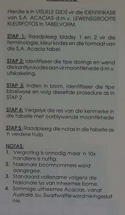 SA Acacia Identifikasiegids Identification Guide (Marthinus Steyn)