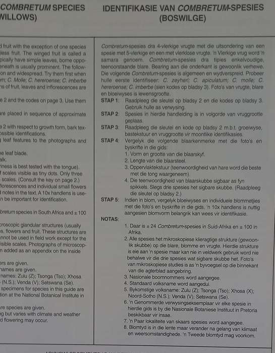 SA Combretum Terminalia Identifikasiegids Identification Guide (Marthinus Steyn)
