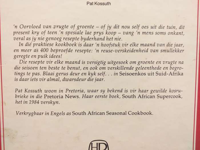 Seisoenkos uit Suid-Afrika (Pat Kossuth)