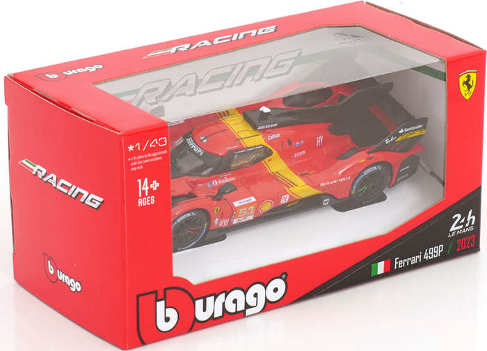 Ferrari 499P 3.0 Turbo V6  24h LeMans 2023 red 1/43 Bburago LeMans NEW+boxed  #6096 instant wheels