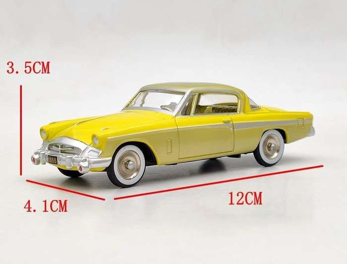 Studebaker Speedster Coupe 1955 yellow+gold 1/43 GFCC TOYS NEW+boxed #6113 instant wheels