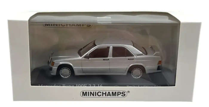 Mercedes-Benz 190E 2.3-16 (W201) 1984 silver 1/43 Minichamps NEW+boxed #6131 instant wheels