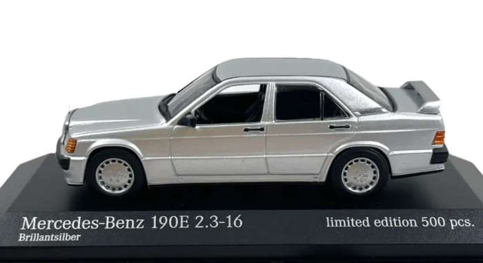 Mercedes-Benz 190E 2.3-16 (W201) 1984 silver 1/43 Minichamps NEW+boxed #6131 instant wheels