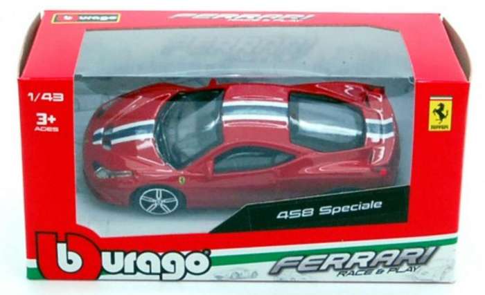 Ferrari 458 Speciale 2013 Rosso Corsa Red 1/43 Bburago NEW+boxed #6207 instant wheels