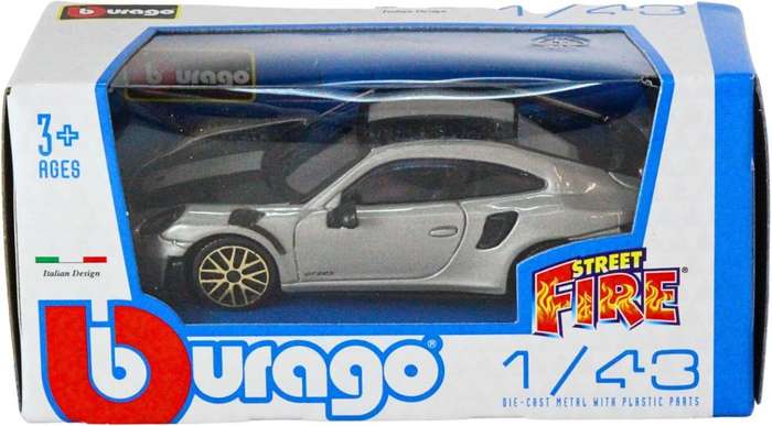 Porsche 911 (991 II) GT2 RS silver 2018-2025 1:43 Bburago NEW+boxed #6225 instant wheels