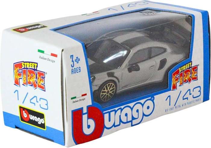 Porsche 911 (991 II) GT2 RS silver 2018-2025 1:43 Bburago NEW+boxed #6225 instant wheels