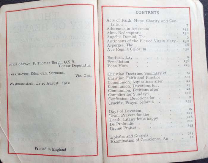 Bible - The Key Of Heaven - 1912 - Pocket