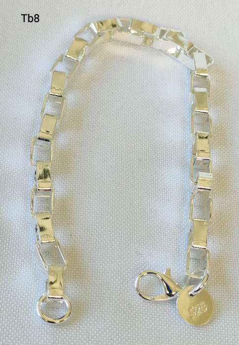Silver box chain bracelet - 925 stamp - length - 19 cm