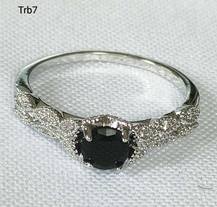 Dress ring - multiple lab-created blue and white stones - size US 7