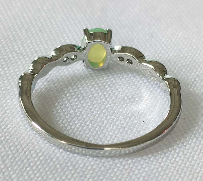 Dress ring - lab-created opal - white stone accents - size US 7