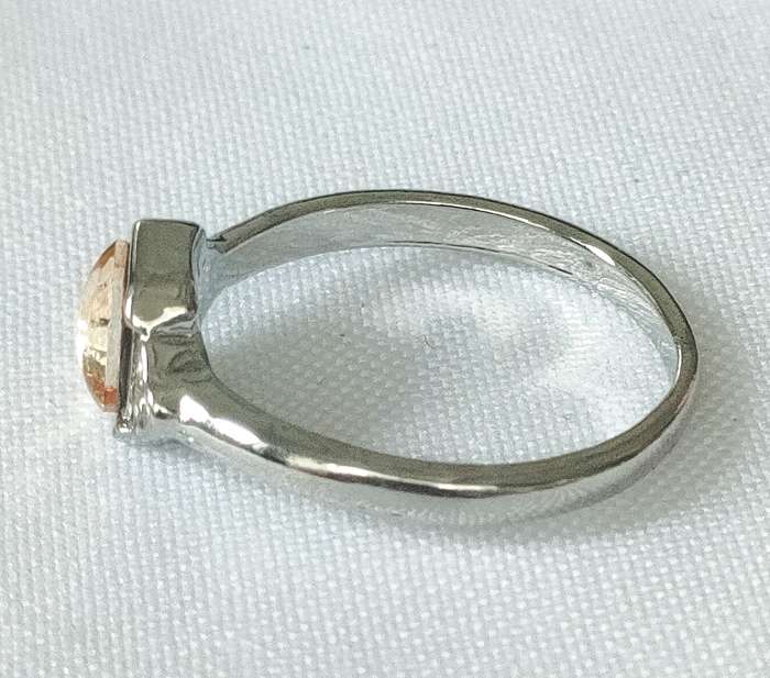Dress ring -lab created citrine colour and clear stones- size US 7