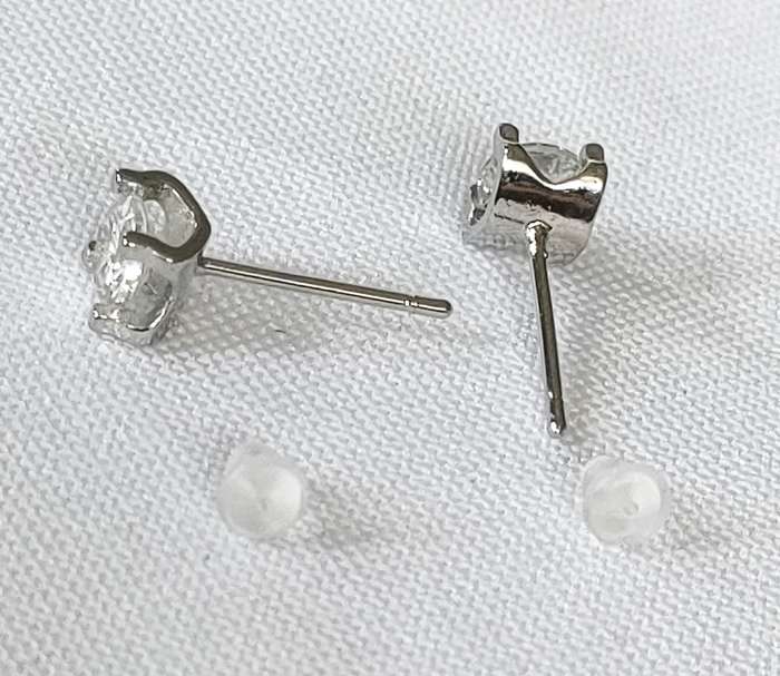 Earrings with lab-created white stones - silver plated