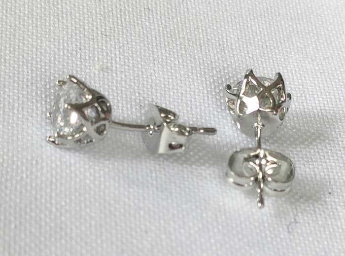 Earrings with lab-created white stones - silver plated
