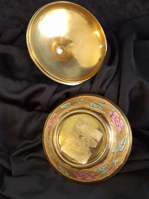 Vintage Hand Painted Brass Trinket.