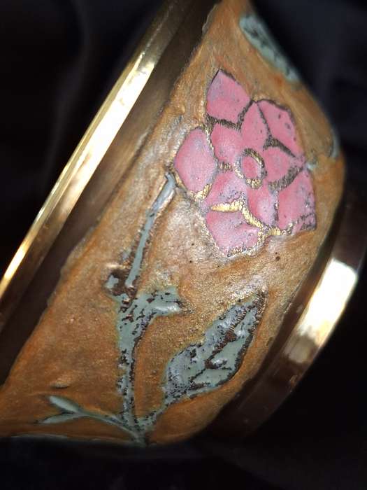 Vintage Hand Painted Brass Trinket.
