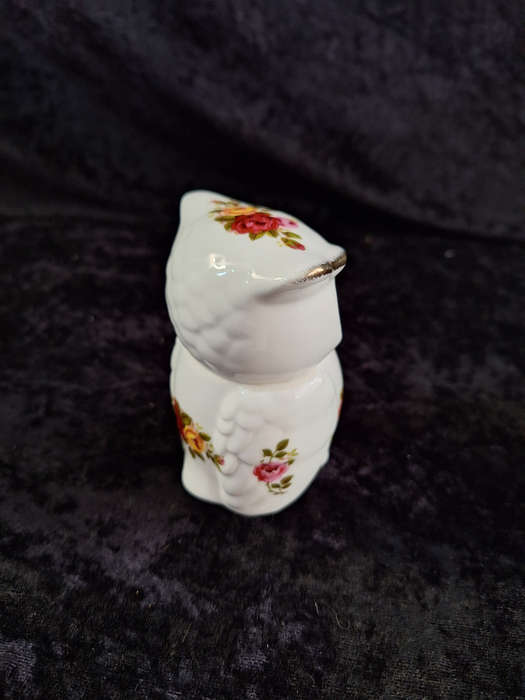 Beautiful Cottage Rose - Fine Bone China Owl Trinket.