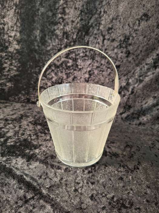 Stunning Vintage Pressed Glass Ice Bucket (Wooden Pail Styled)