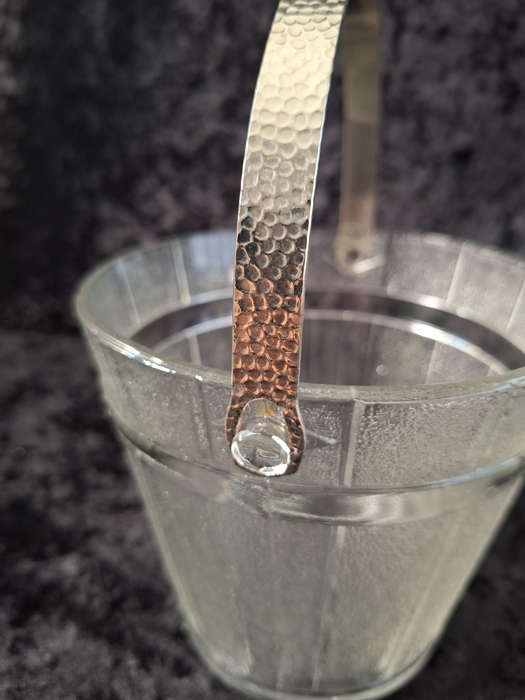 Stunning Vintage Pressed Glass Ice Bucket (Wooden Pail Styled)