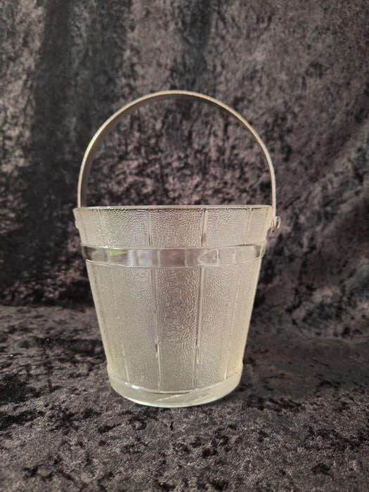 Stunning Vintage Pressed Glass Ice Bucket (Wooden Pail Styled)