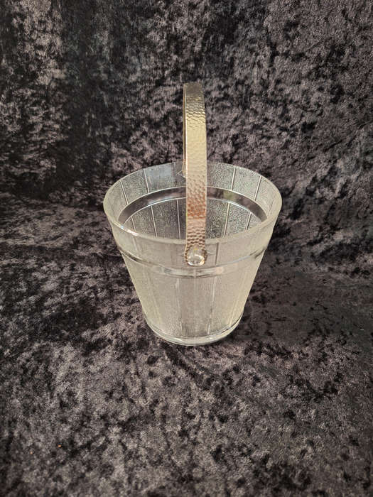 Stunning Vintage Pressed Glass Ice Bucket (Wooden Pail Styled)