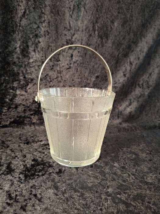 Stunning Vintage Pressed Glass Ice Bucket (Wooden Pail Styled)