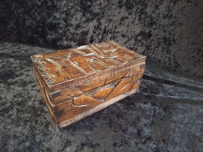 Vintage Wooden Hand Made Jewlery Box - A.