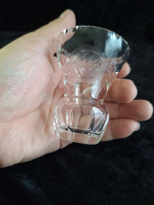 Small Vintage Rose cut Crystal Vase - B.
