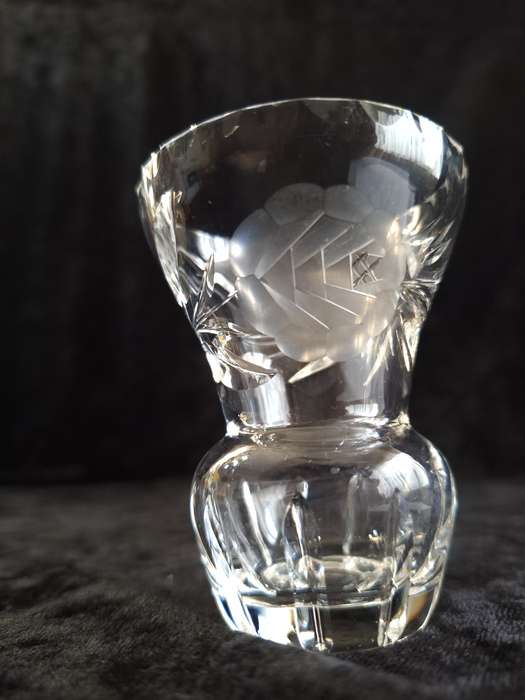 Small Vintage Rose cut Crystal Vase - B.