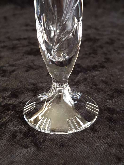 Small Vintage Rose cut Crystal Trumpet Bud Vase.