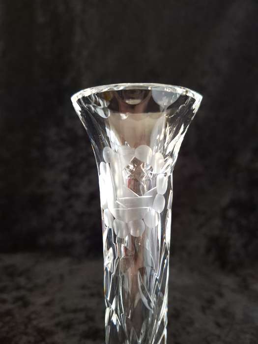 Small Vintage Rose cut Crystal Trumpet Bud Vase.