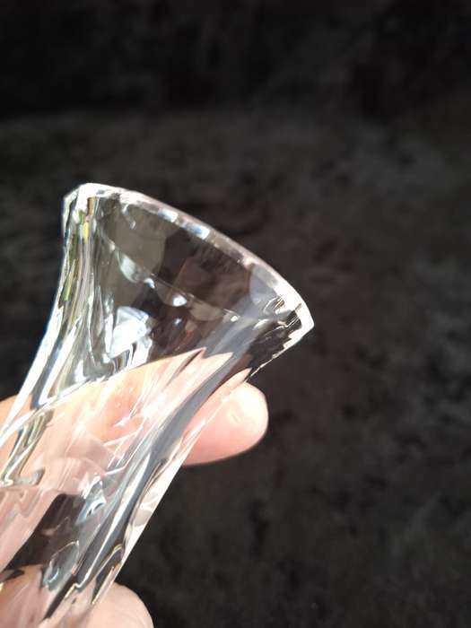 Small Vintage Rose cut Crystal Trumpet Bud Vase.