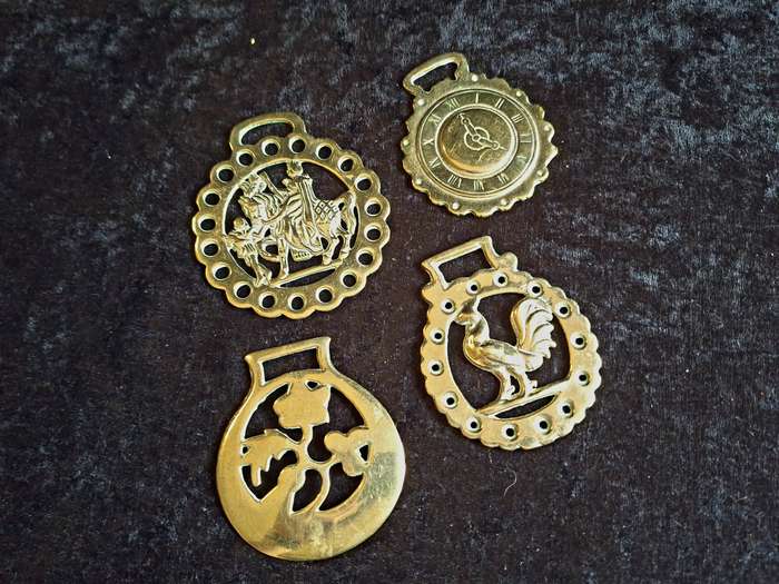 Vintage English Brass Horse Medallions