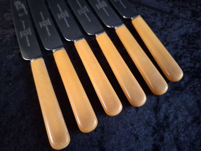 Vintage Set of 6 Firth's Sheffield Stainless-Steel Dinner Knifes (Faux Bone Handles)