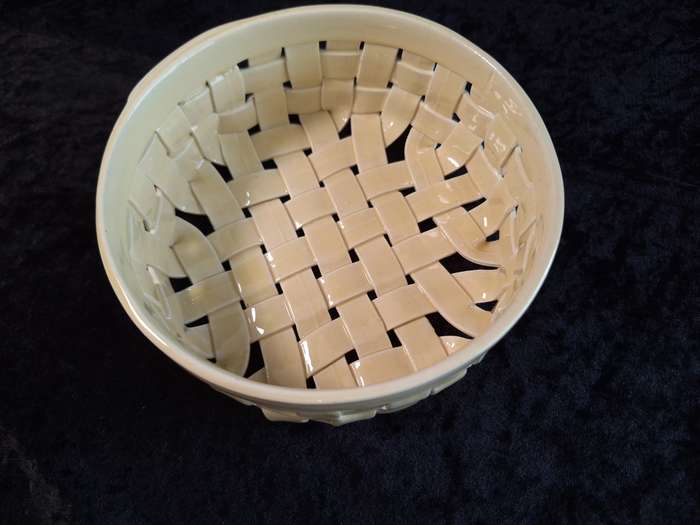 Vintage Italian Ceramic Woven Basket.