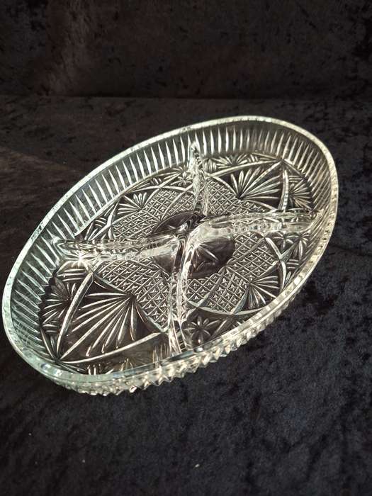 Vintage Pressed Glass Snack Dish.