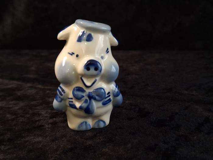 Vintage Blue & White Hand Painted Saltshaker