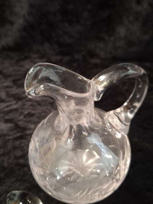 Vintage Rose Cut Crystal Pitcher.