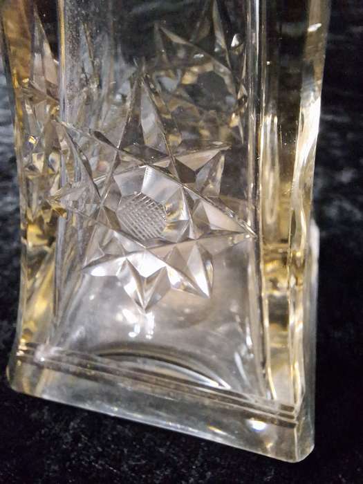 Vintage 1930's Cut Glass Scent Bottle with Silver Sleeve. (Some Damage)