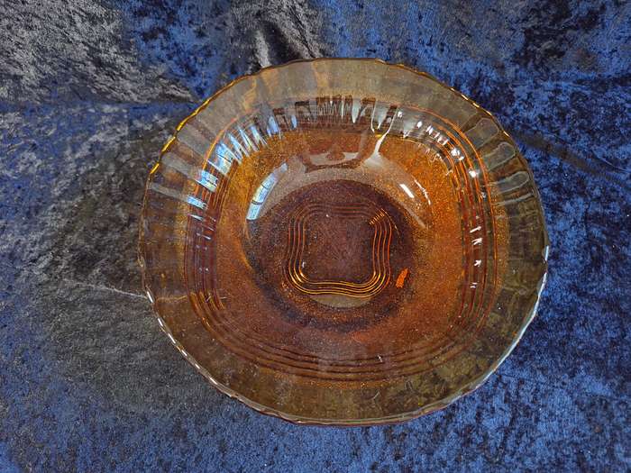 Stunning Vintage Duralex Frosted Brown/Amper Glass Fruit Bowl.